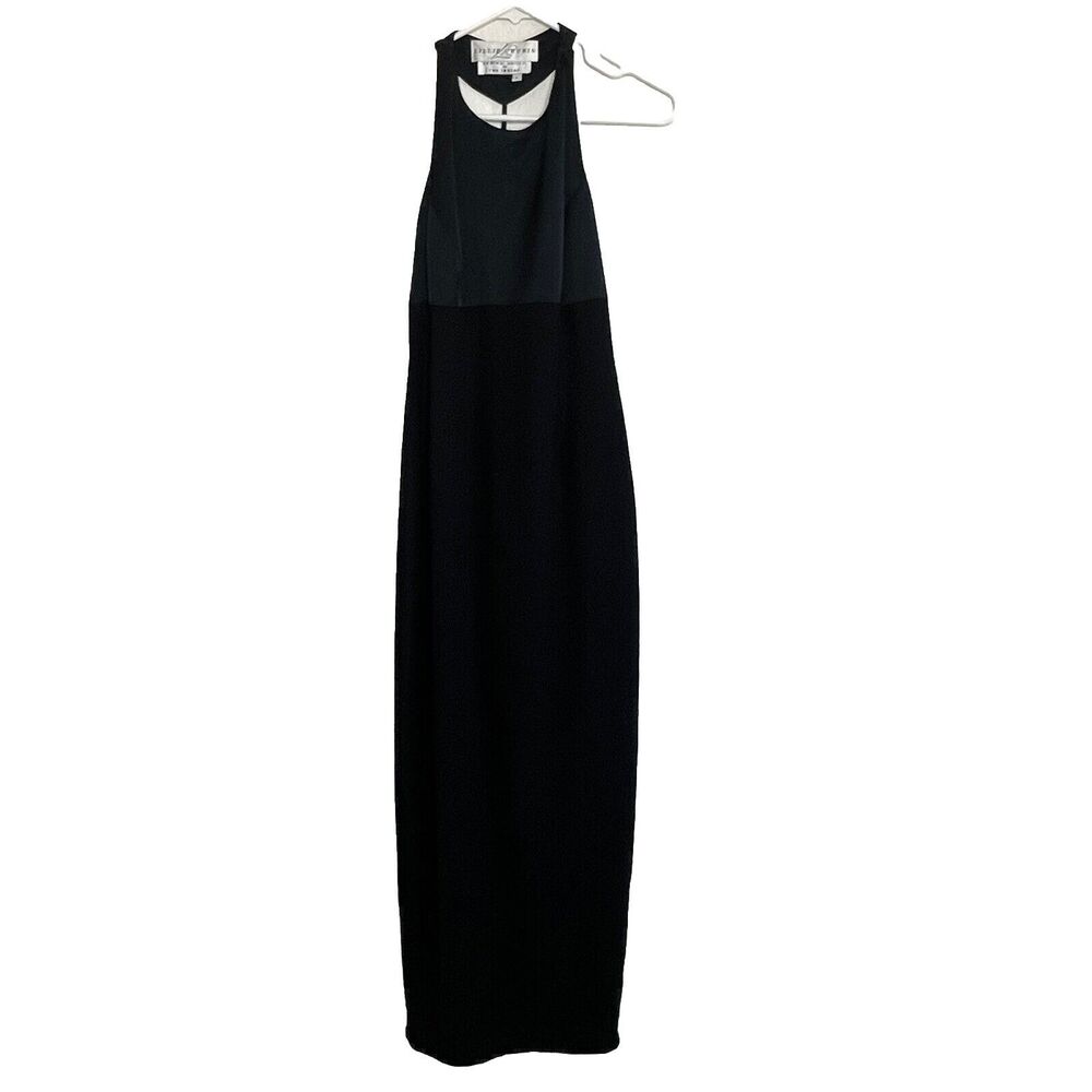 Vintage Lillie Rubin Black T-strap Maxi Maxi Dress Dynasty Cocktail Size 4 L21